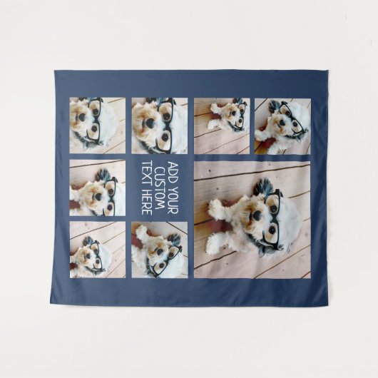 8枚のカスタム写真とコラージュを作成Navy タペストリー (正面(横))