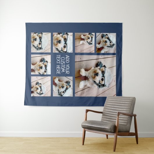 8枚のカスタム写真とコラージュを作成Navy タペストリー (インサイチュ(横))