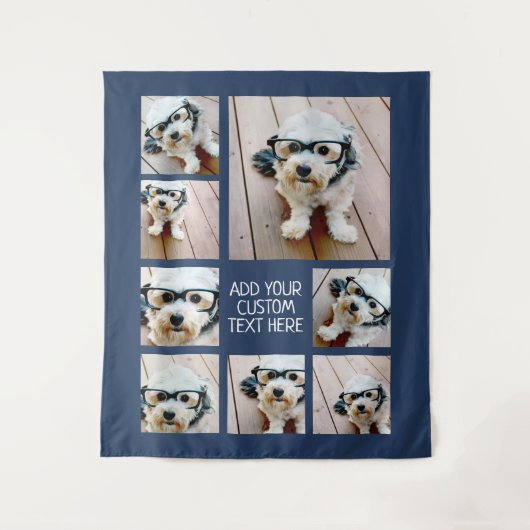 8枚のカスタム写真とコラージュを作成Navy タペストリー (正面)