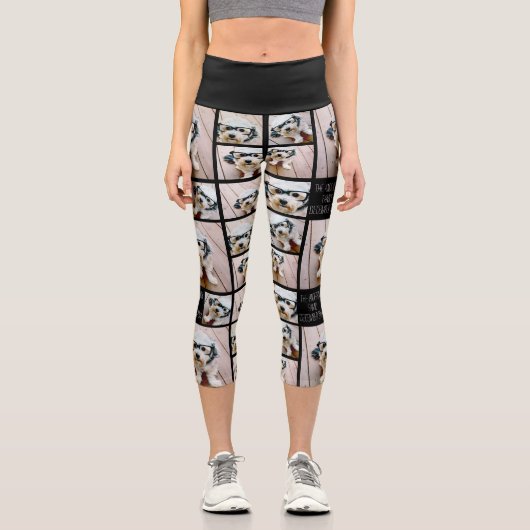 8枚のカスタム写真を黒でフォトコラージュを作成 カプリレギンス (正面)