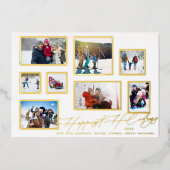 8枚のコラージュ |金ゴールドモダンフレーム 箔シーズンカード (正面)