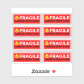 8枚のビニール フラジャイル ステッカー（取り扱いに注意） シール (シート)