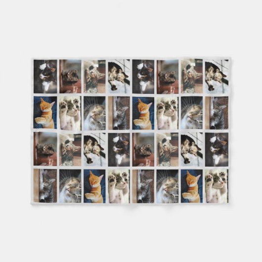 8枚のフォトコラージュをグレーで作成 フリースブランケット (正面(横))