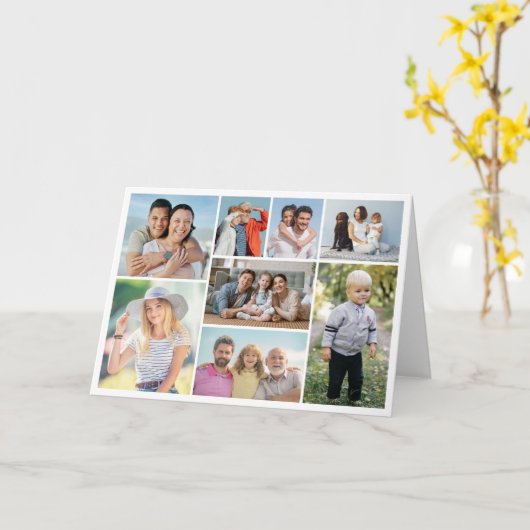 8枚のフォトコラージュを折りたたんで作成する カード (黄色い花)