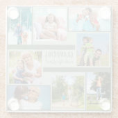 8枚の写スタイリッシュ真コラージュの祖父母緑 ガラスコースター (裏面)