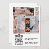 8枚の写真がついたクリスマスツリー妊娠発表 シーズンカード (正面/裏面)