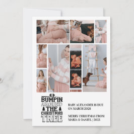 8枚の写真がついたクリスマスツリー妊娠発表 シーズンカード