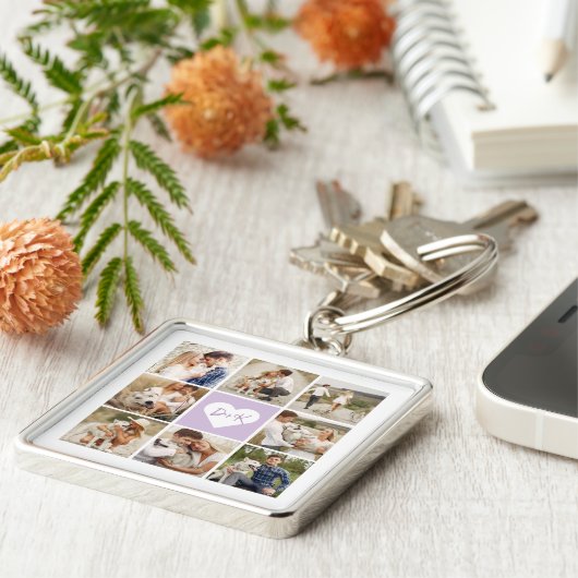 8枚の写真のギャラリパーソナライズされたー キーホルダー (側面)