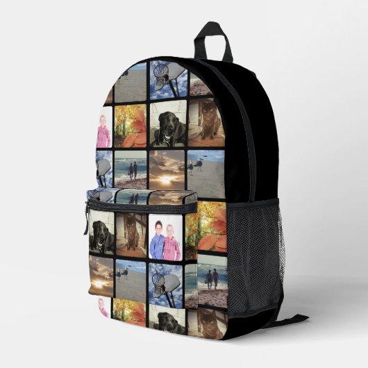 8枚の写真のコラージュプリントを追加カスタムする プリントバックパック (裏面右端)