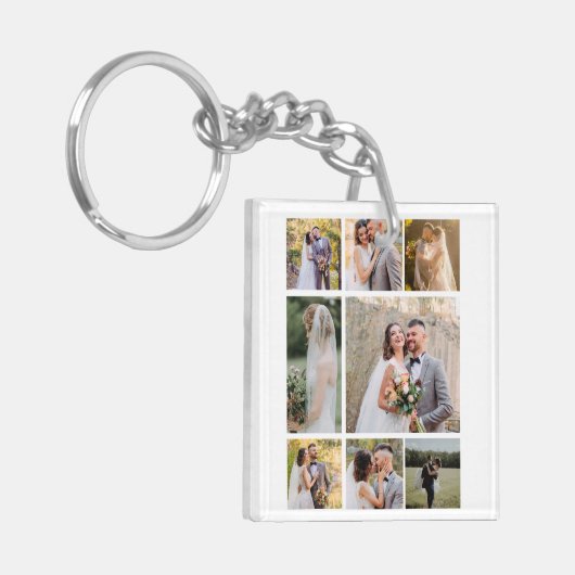 8枚の写真のコラージュ結婚を作成 キーホルダー (正面左)