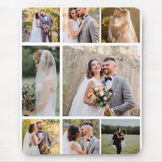 8枚の写真のコラージュ結婚を作成 マウスパッド (正面)