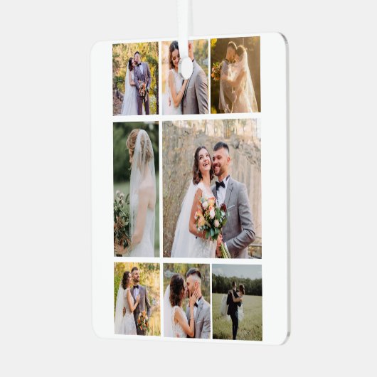 8枚の写真のコラージュ結婚を作成 メタルオーナメント (正面左)