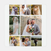 8枚の写真のコラージュ結婚を作成 メタルオーナメント (正面)
