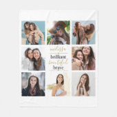 8枚の写真のコラージュ 輝く 美しい 勇敢 フリースブランケット (正面)