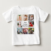 8枚の写真をコラージュして文字ベビー ベビーTシャツ (正面)