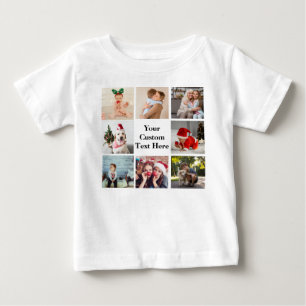 8枚の写真をコラージュして文字ベビー ベビーTシャツ