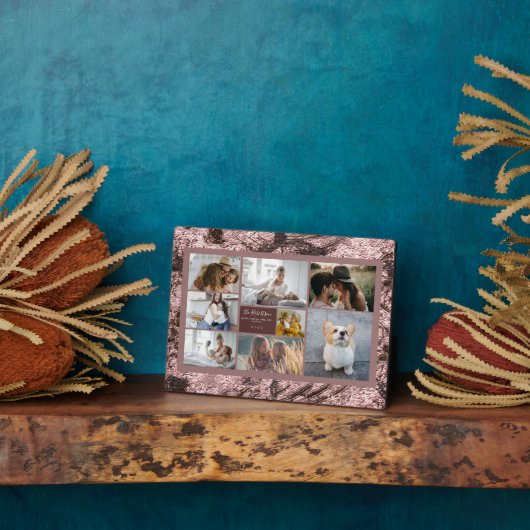 8枚の写真を追加バラ金ゴールドテクスチャフローラルパターン フォトプラーク (側面)