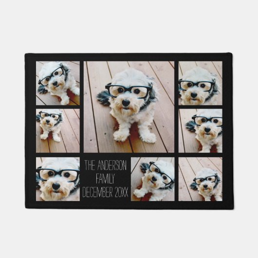 8枚の写真カスタムでフォトコラージュを作成する ドアマット (正面)