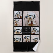 8枚の写真カスタムでフォトコラージュを作成する ビーチタオル (正面)