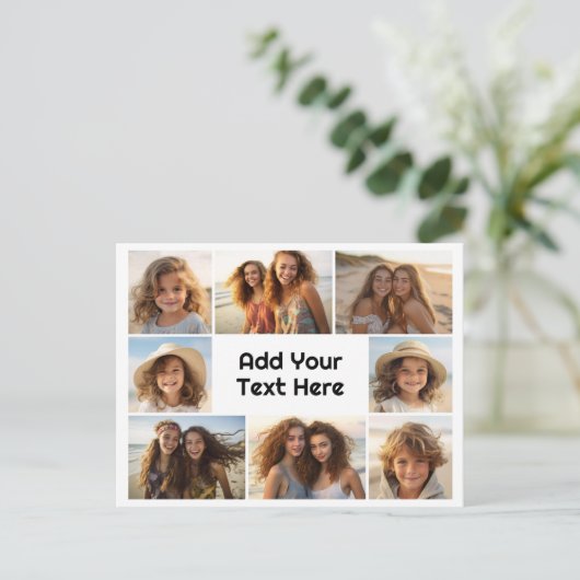 8枚の写真カスタムでフォトコラージュを作成する ポストカード (スタンド正面)