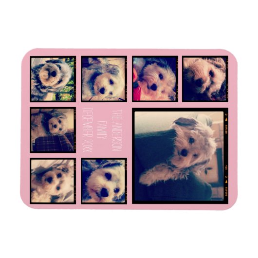 8枚の写真カスタムでフォトコラージュを作成する マグネット (横)