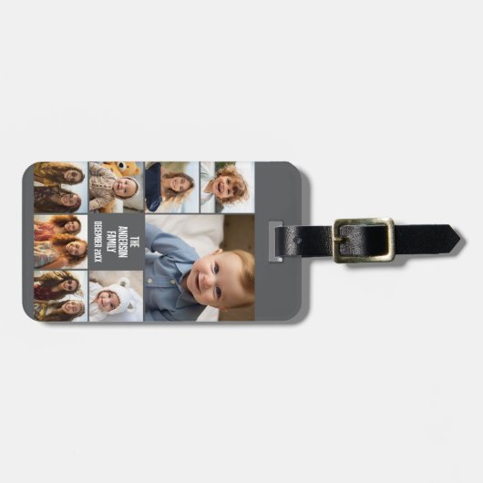 8枚の写真カスタムでフォトコラージュを作成する ラゲッジタグ (正面横)