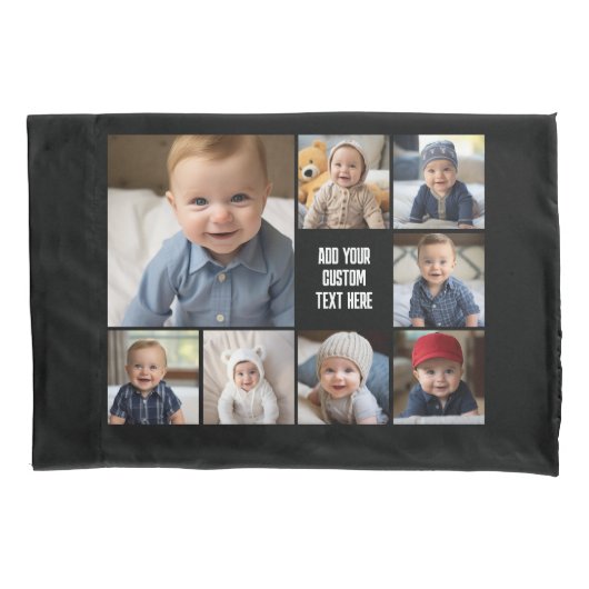 8枚の写真カスタムでフォトコラージュを作成する 枕カバー (正面)