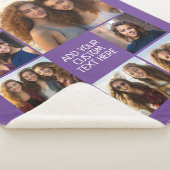 8枚の写真カスタムを含むフォトコラージュを作成する紫 シェルパブランケット (3/4)