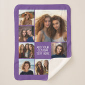 8枚の写真カスタムを含むフォトコラージュを作成する紫 シェルパブランケット (正面)