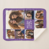 8枚の写真カスタムを含むフォトコラージュを作成する紫 シェルパブランケット (正面(横))