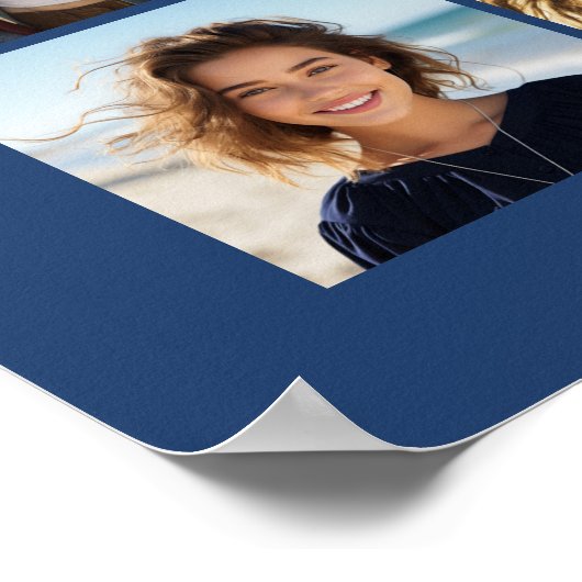 8枚の写真カスタムネイビーでフォトコラージュを作成 ポスター (角)