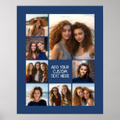 8枚の写真カスタムネイビーでフォトコラージュを作成 ポスター (正面)