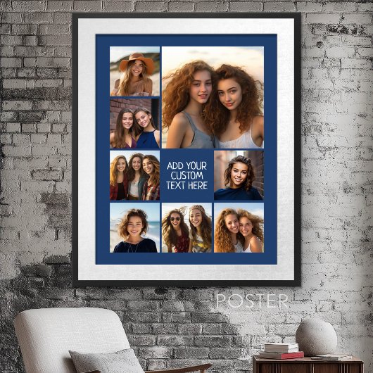 8枚の写真カスタムネイビーでフォトコラージュを作成 ポスター