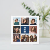 8枚の写真コラージュ ネイビー モノグラム - ありがとうカード (スタンド正面)