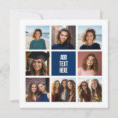 8枚の写真コラージュ ネイビー モノグラム - ありがとうカード (正面)