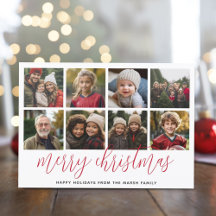8枚の写真コラージュ - メリークリスマス レッド柄
