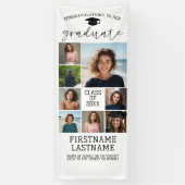 8枚の写真コラージュ　卒業式　モダン　ミニマル　ホワイト 横断幕 (縦)