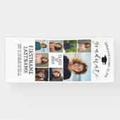 8枚の写真コラージュ　卒業式　モダン　ミニマル　ホワイト 横断幕 (横)