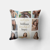 8枚の写真コラージュ 輝く 美しい 勇敢 クッション (裏面)