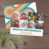 8枚の写真縁ど- Merry Christmasレトロラインアート シーズンカード