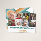 8枚の写真縁ど- Merry Christmasレトロラインアート シーズンカード