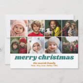 8枚の写真縁ど- Merry Christmasレトロラインアート シーズンカード (正面)