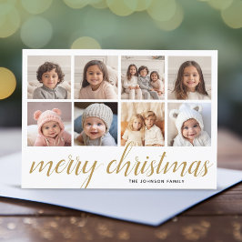 8枚の写真 メリークリスマス スクリプト ゴールド ダマスク シーズンカード