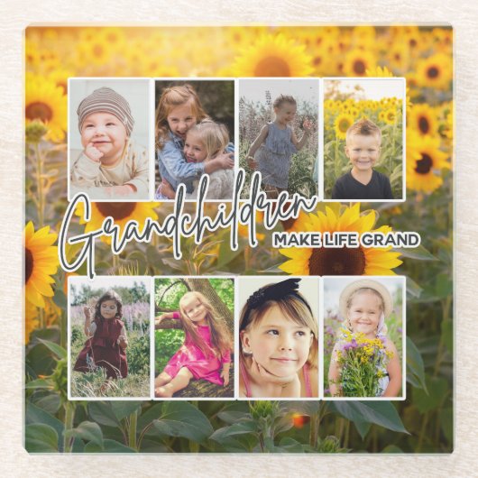 8枚の写真「祖父母が人生を壮大にする」 ガラスコースター (正面)