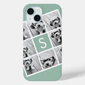 8枚フォトコラージュ オーダーモノグラム ミントグリーン Case-Mate iPhoneケース (裏面)