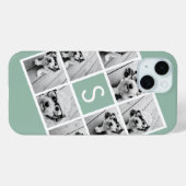 8枚フォトコラージュ オーダーモノグラム ミントグリーン Case-Mate iPhoneケース (裏面 (横))