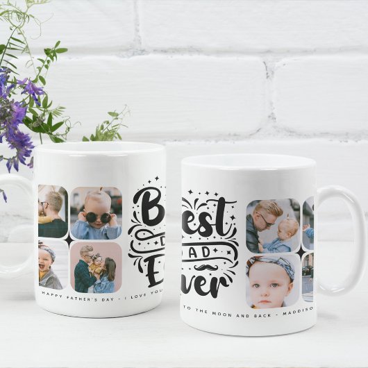 8枚フォトコラージュ 史上最高のパパ コーヒーマグカップ