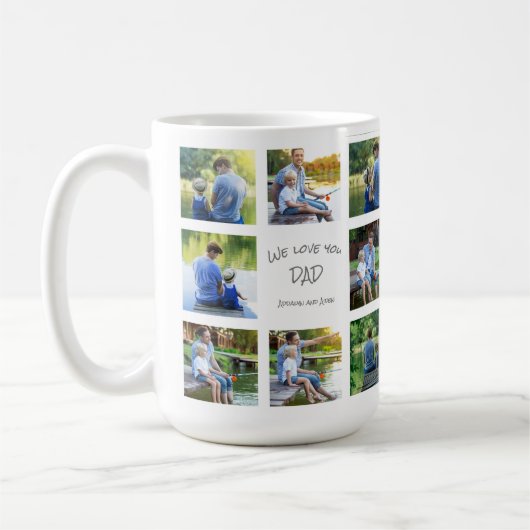8枚フォトコラージュ Dad 父の思い出 コーヒーマグカップ (左)
