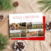 8枚モダンの写真エレガントコラージュ赤いクリスマス シーズンカード