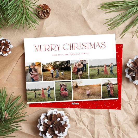 8枚モダンの写真エレガントコラージュ赤いクリスマス シーズンカード
